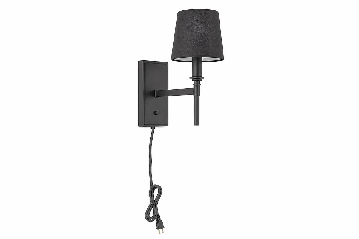 Beamline Plug-In Wall Sconce in harbor ink — studio product photograph